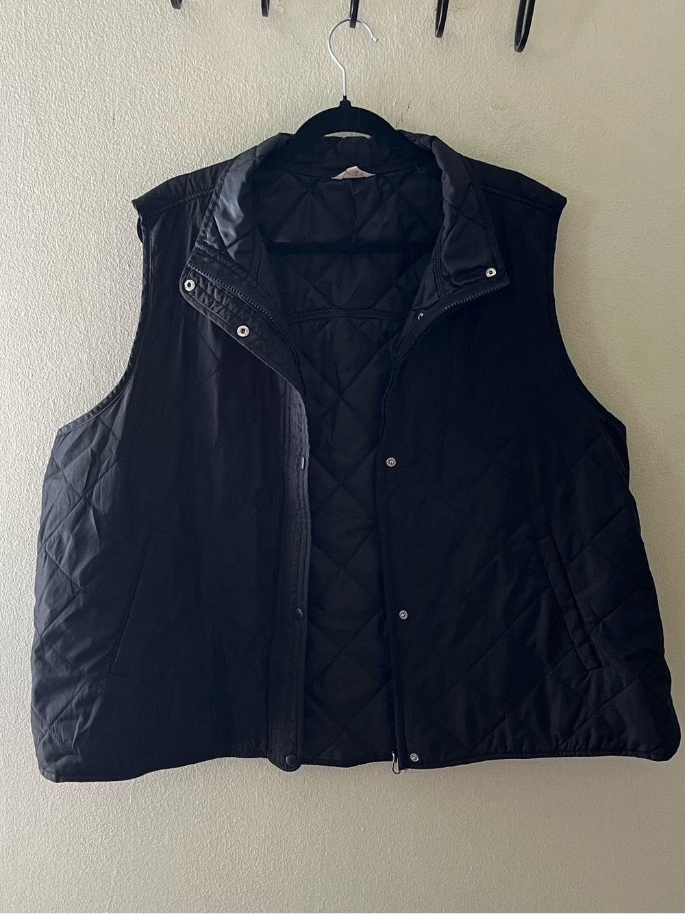 Maurices Black Quilted Vest with Stand Collar